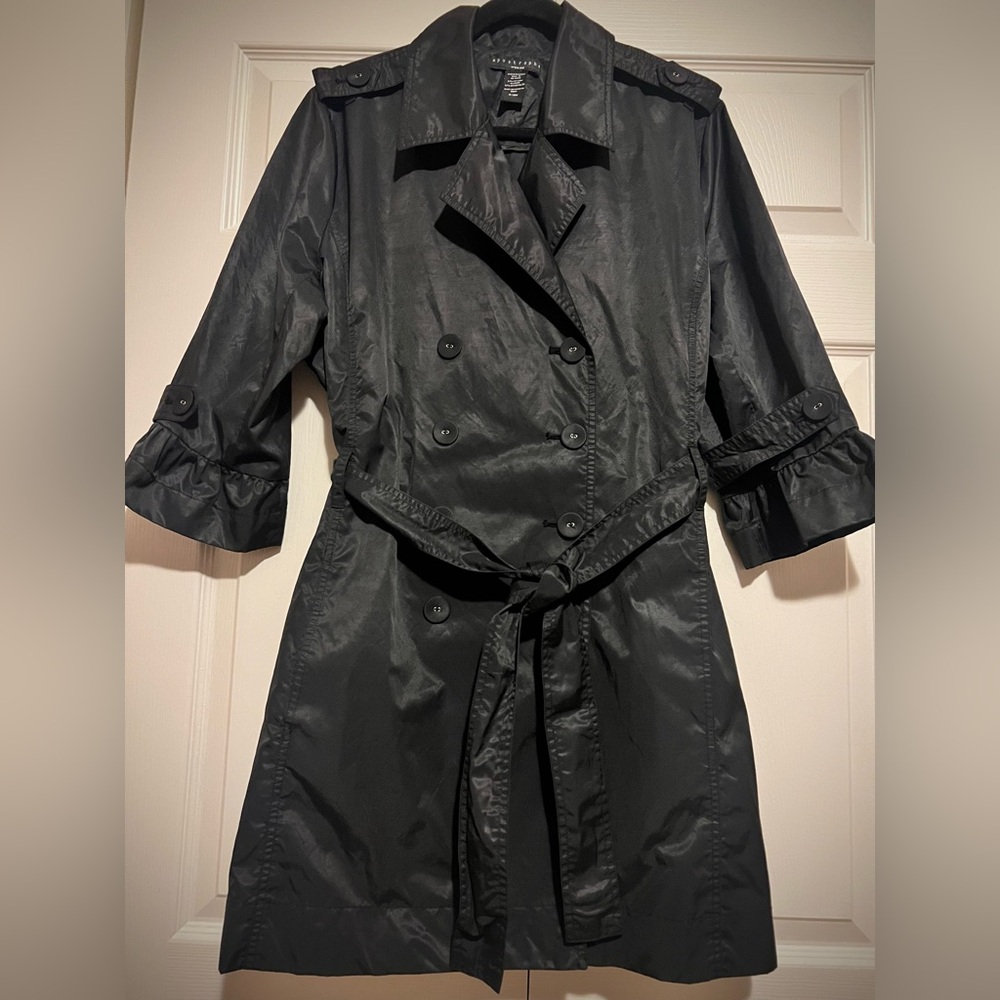 Women’s Lightweight Belted Rain Wind Trench Jacket Coat W Pockets, Size 18/20